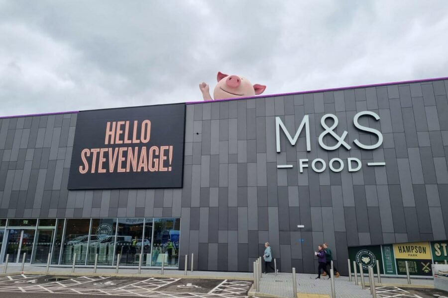 M&S Stevenage store with signage by Widd Signs using Perspex